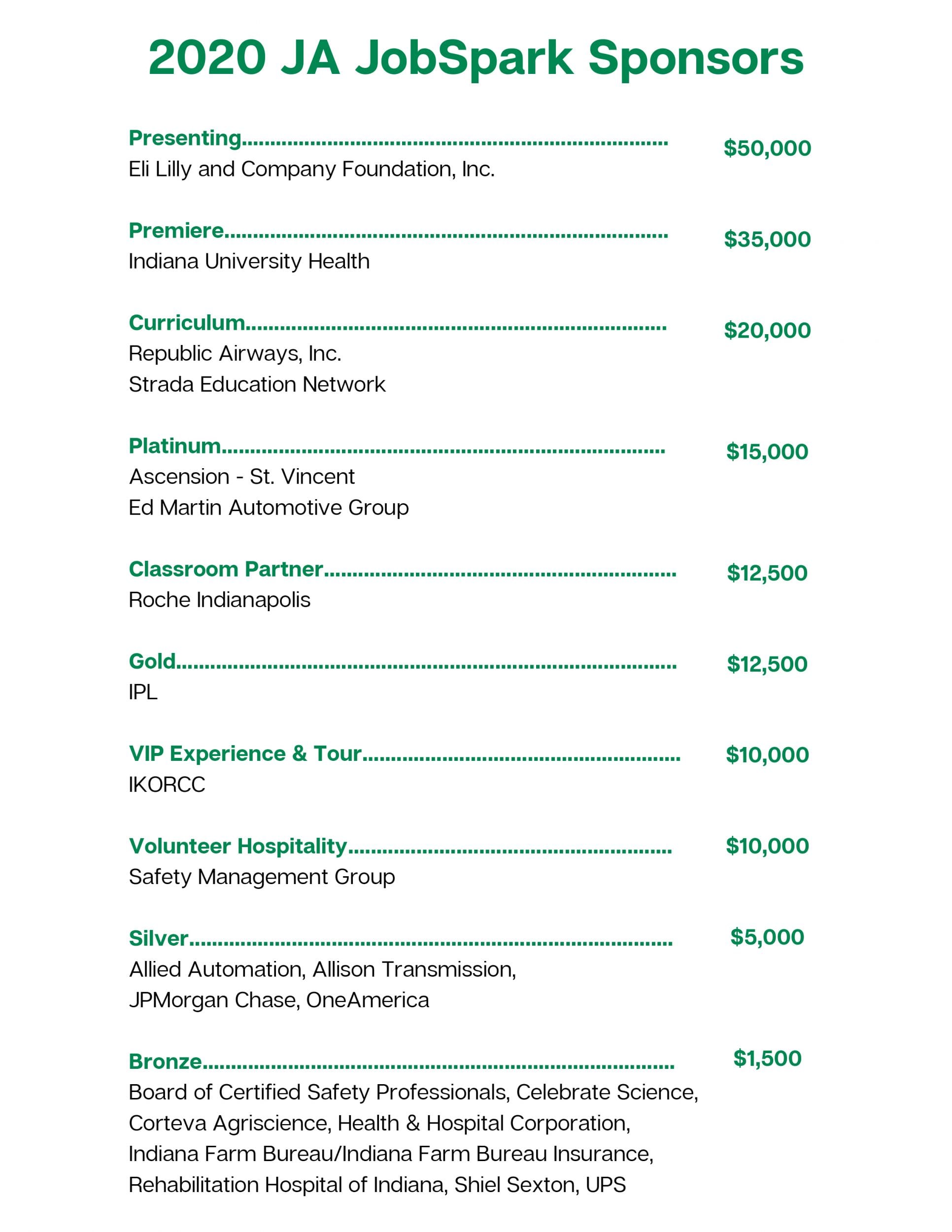 2020 JA JobSpark Sponsors